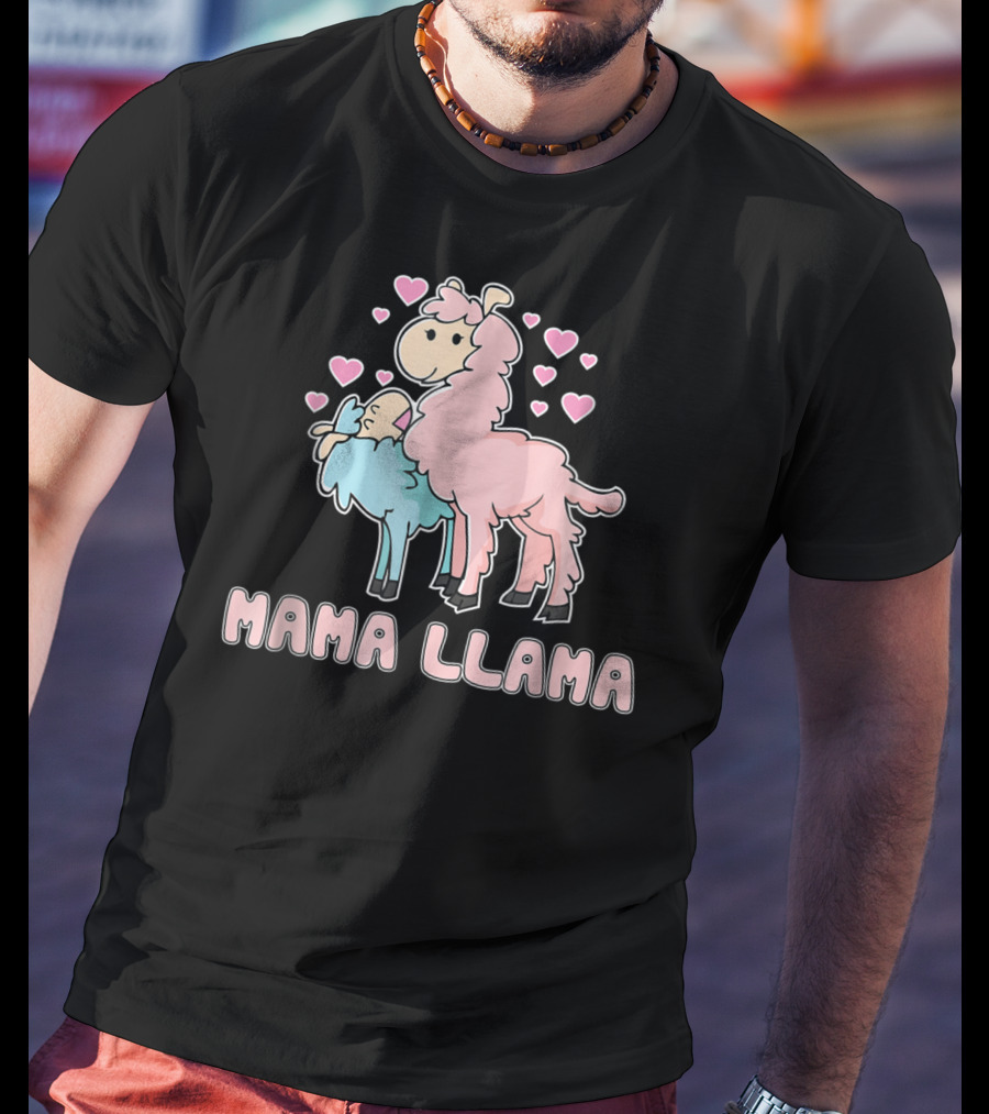Mama Llama Cute Hearts Llama T-Shirt