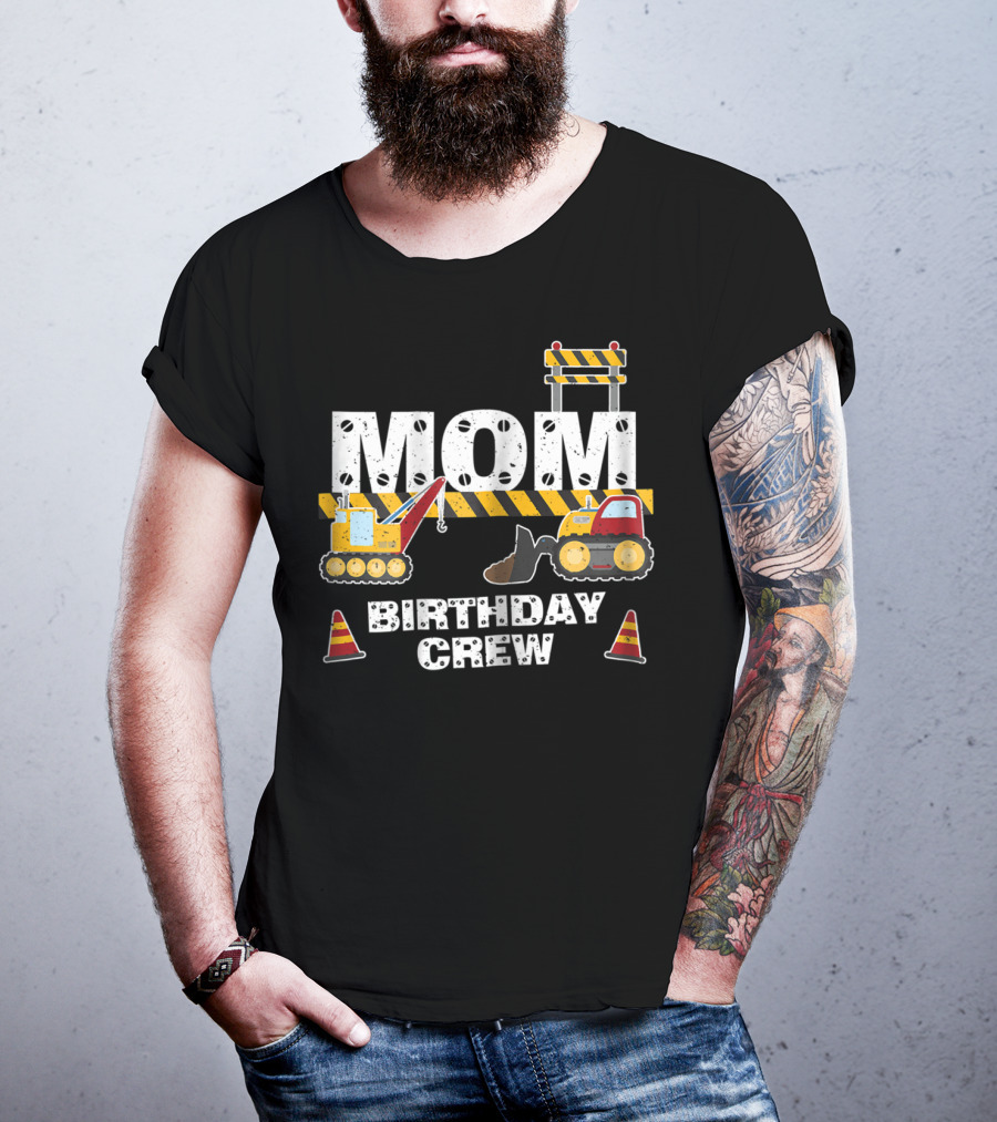 Mom Construction Theme Birthday Crew Party T-Shirt