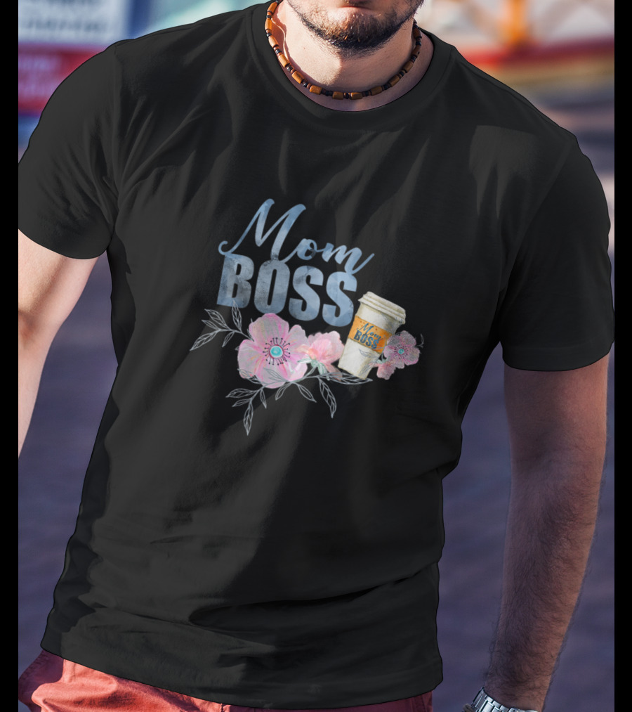 Mom Boss Coffee Floral T-Shirt