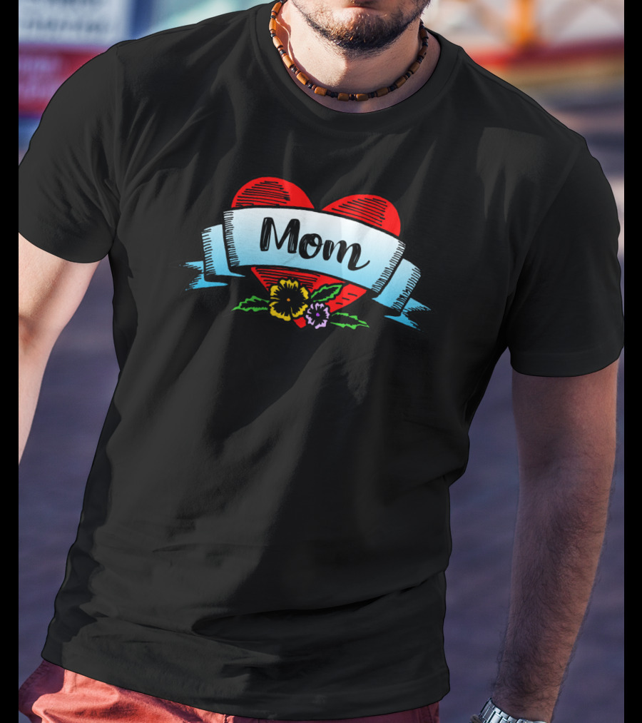Mom Heart Floral Banner T-Shirt