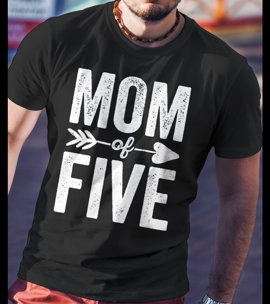 Mom Of Five Arrow Heart T-Shirt