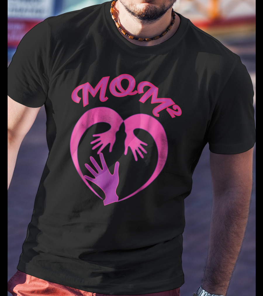 MOM Squared Heart Hands Embrace T-Shirt