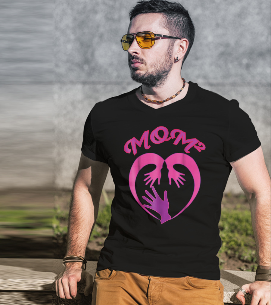 MOM Squared Heart Hands Embrace T-Shirt