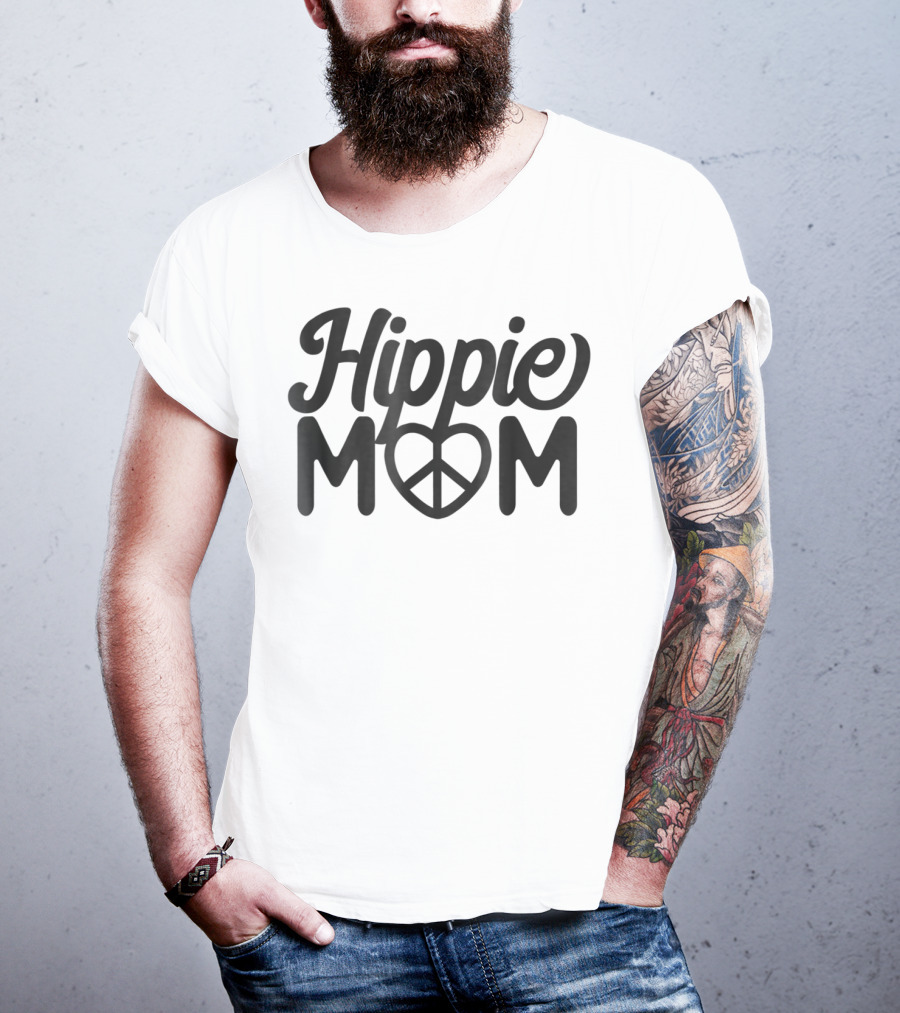 Hippie Mom Heart Peace Sign Mama T-Shirt