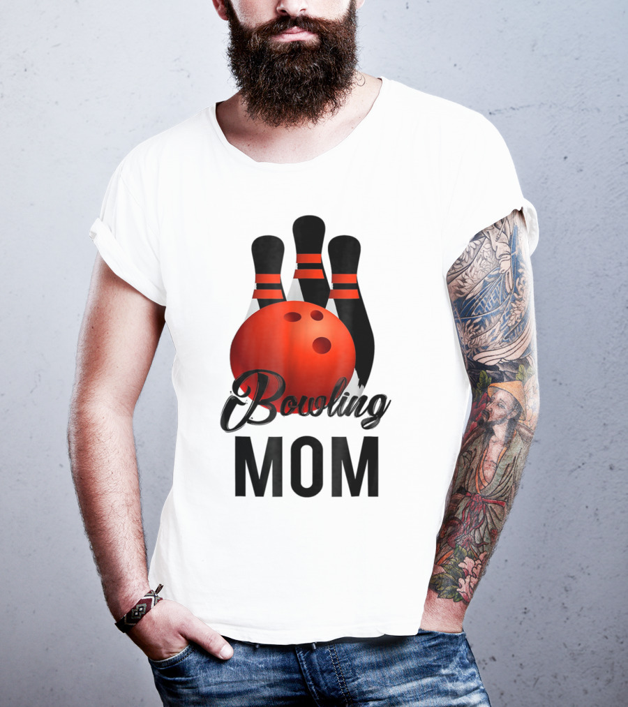 Bowling Mom Mother Mummy Birthday Bowling Pins And Ball T-Shirt