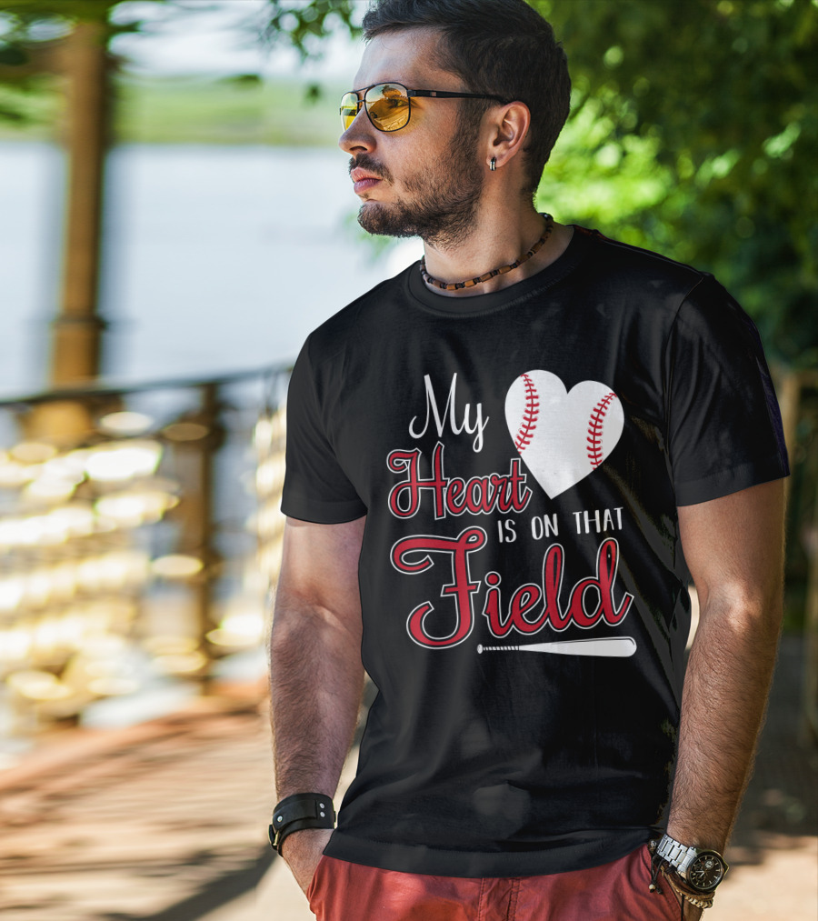 My Heart Is On That Field Baseball Bat Heart T-Shirt
