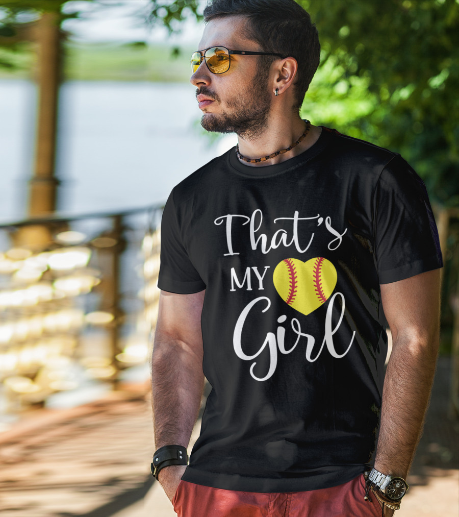 That's My Girl Softball Mom Heart T-Shirt