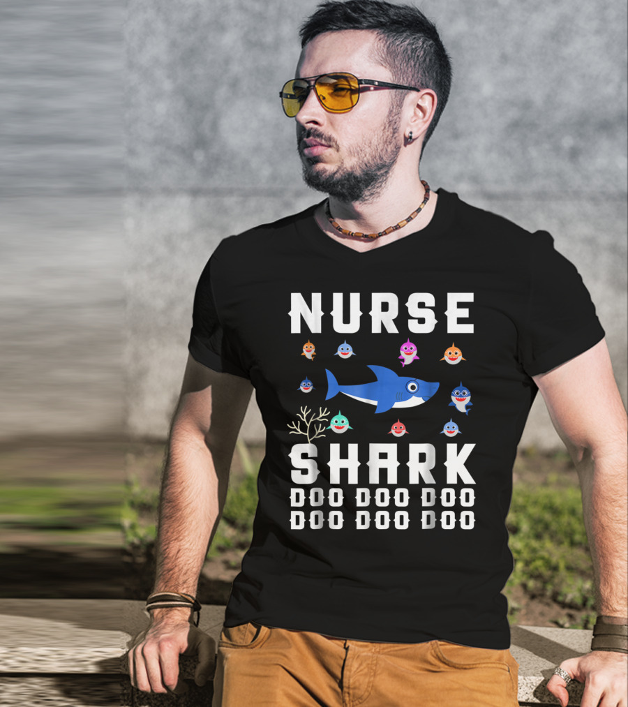 Nurse Shark Doo Doo Doo Family Fun With Colorful Baby Sharks T-Shirt