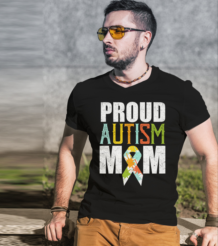 Proud Autism Mom Multicolor Awareness T-Shirt
