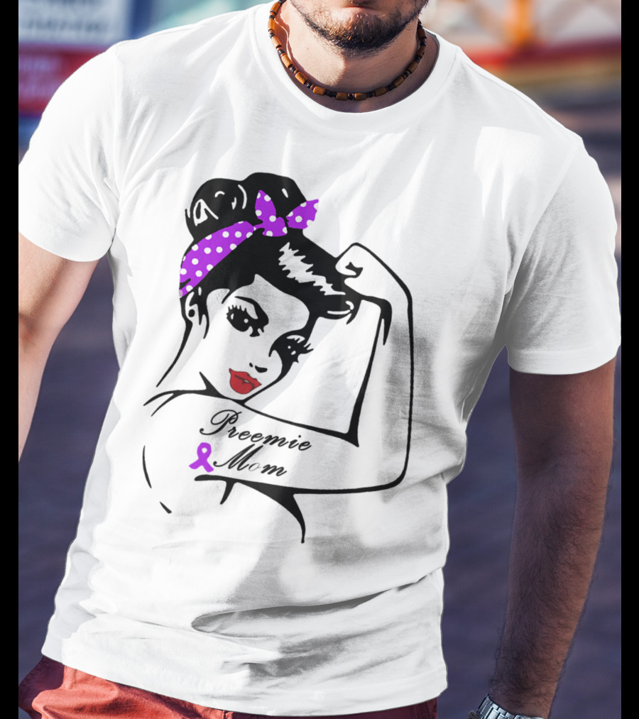 Preemie Mom Strong Rosie Purple T-Shirt