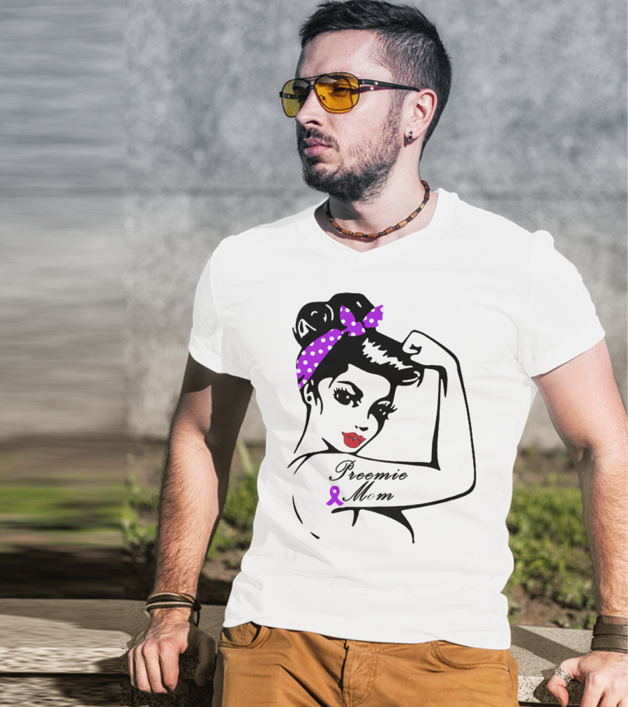Preemie Mom Strong Rosie Purple T-Shirt
