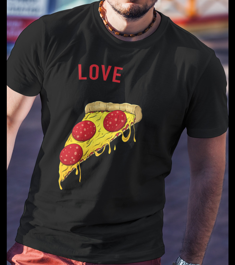 LOVE AT FIRST SLICE Pizza Men Girls Mom And Baby68 T-Shirt