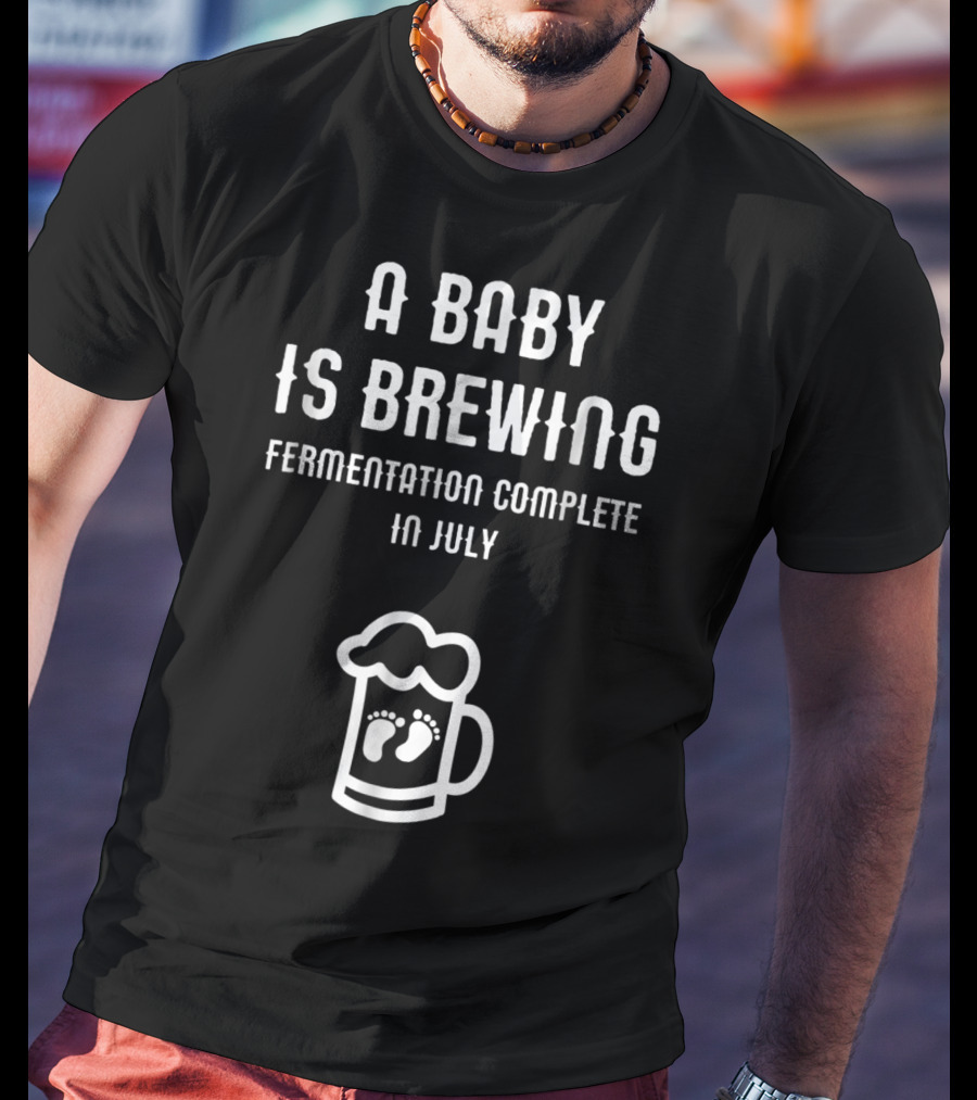 A Baby Is Brewing Fermentation Complete In July Footprint Beer Mug T-Shirt