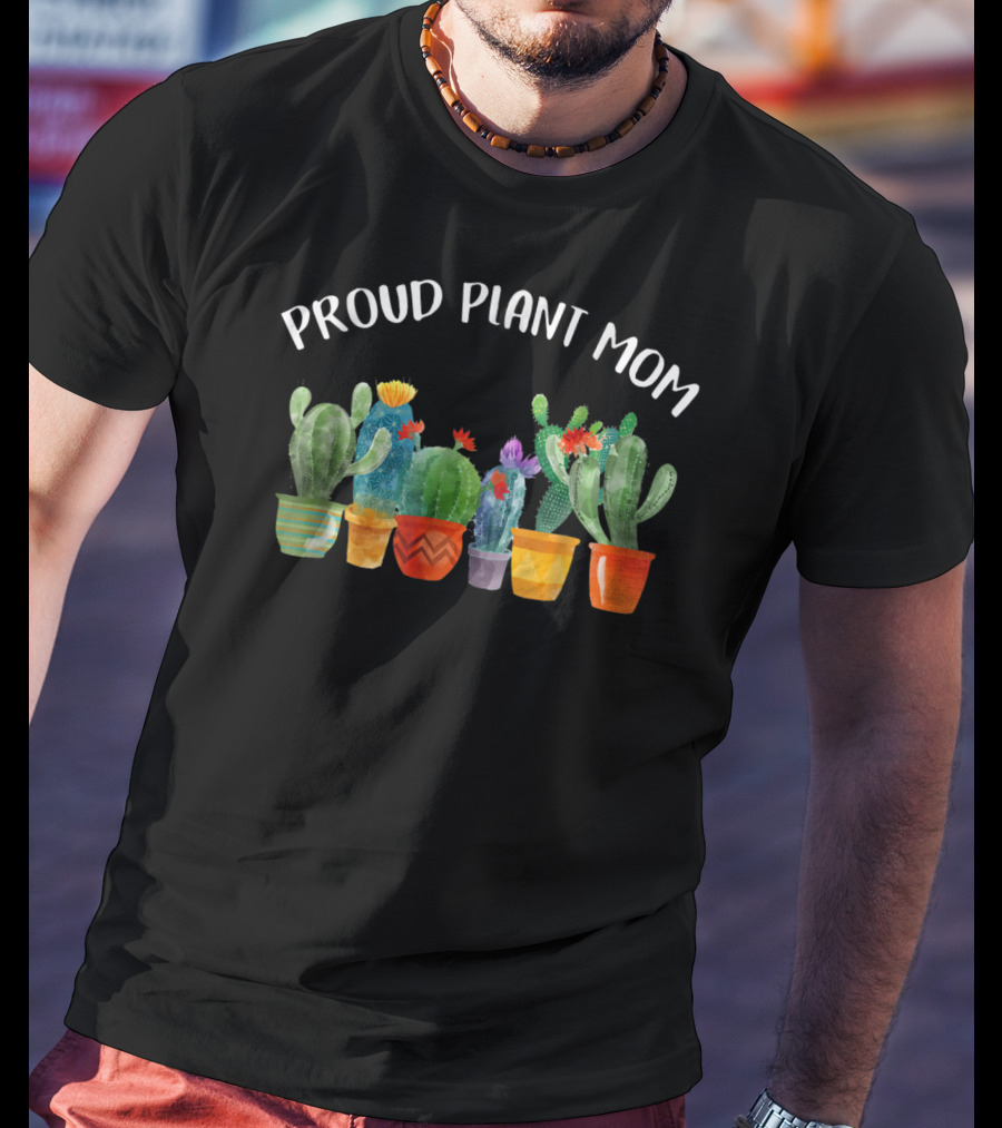 Proud Plant Mom Multicolored Cactus Collection T-Shirt