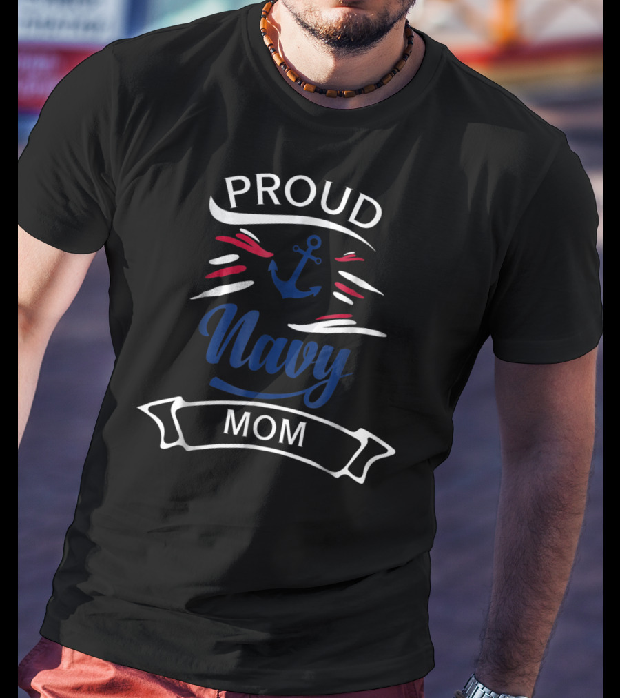 Proud Navy Mom Anchor T-Shirt