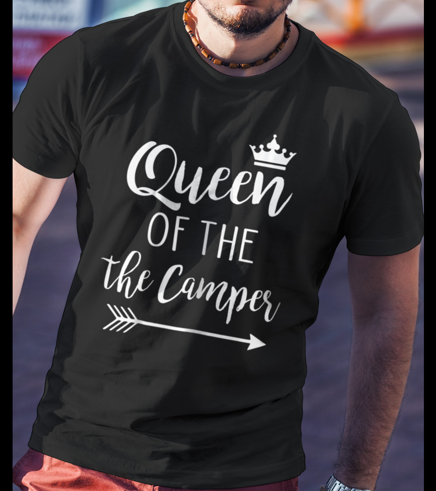 Queen Of The Camper Funny Mom Camping Arrow Crown T-Shirt