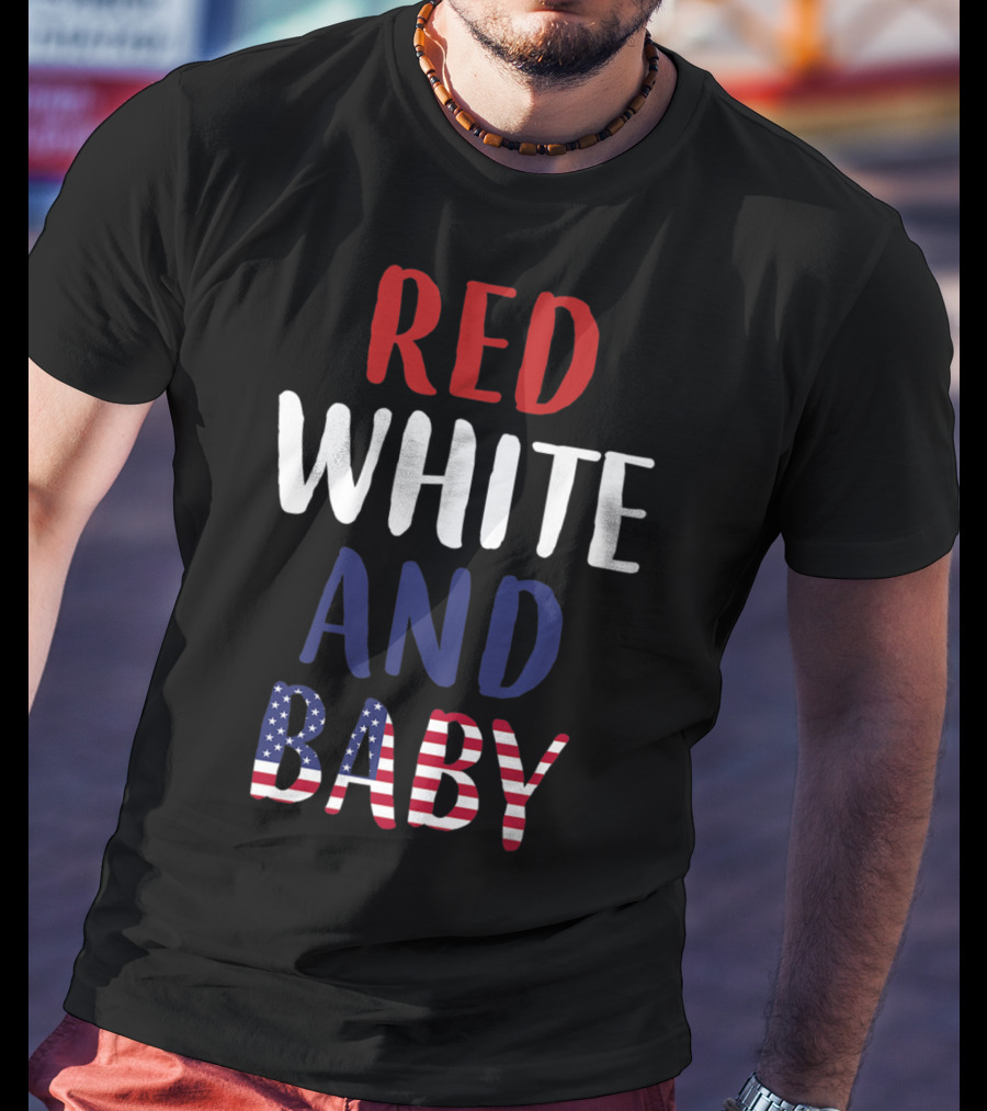 Red White And Baby American Flag Pregnancy Announcement T-Shirt