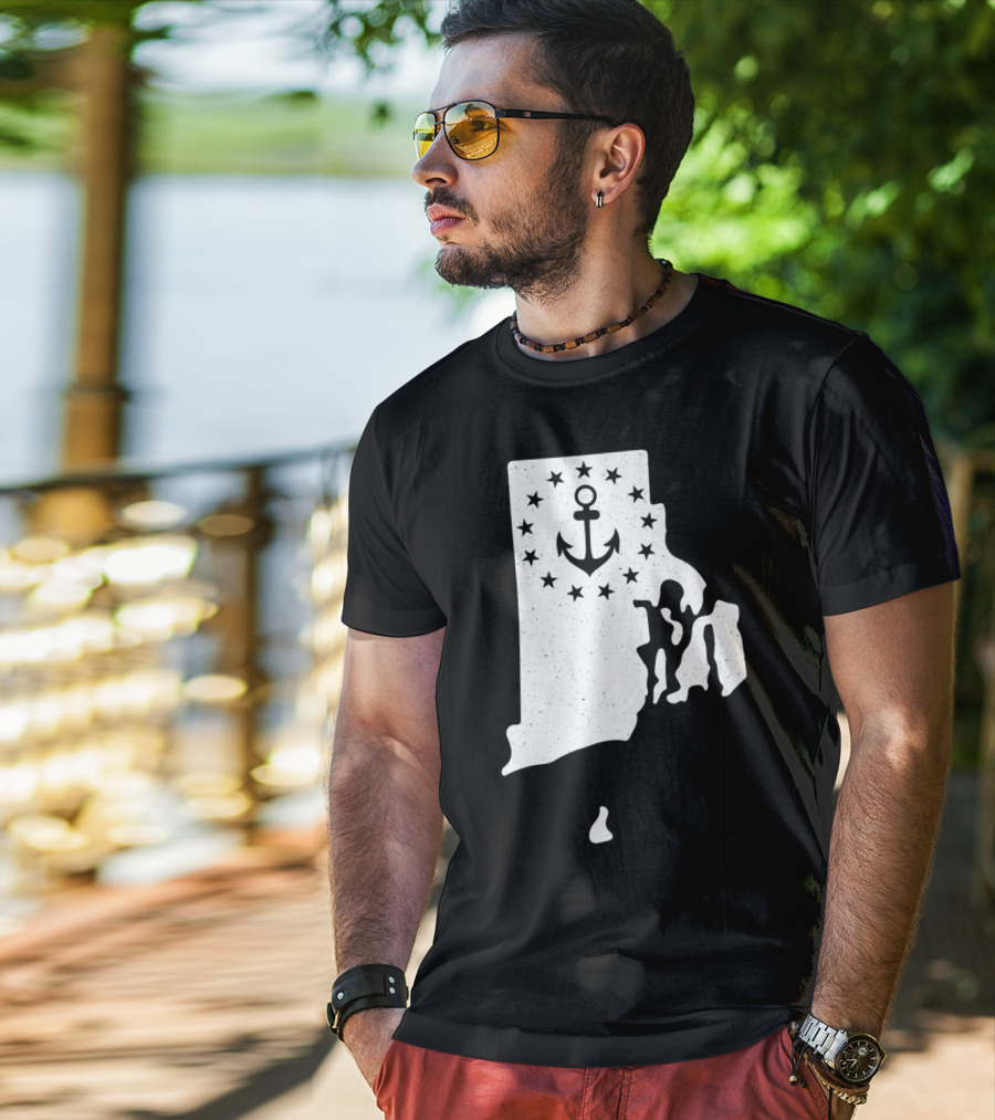 Rhode Island Anchor Independence With Stars T-Shirt