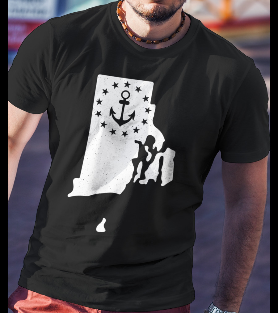 Rhode Island Anchor Independence With Stars T-Shirt