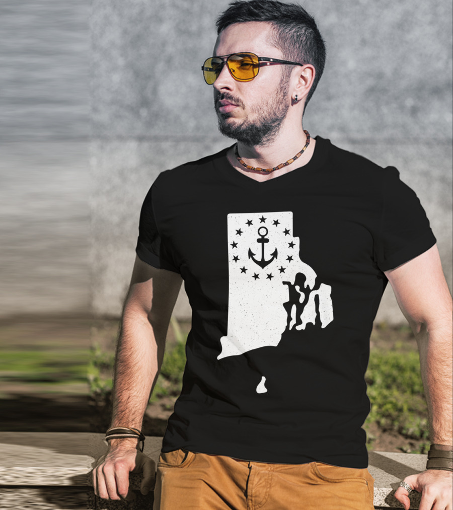 Rhode Island Anchor Independence With Stars T-Shirt
