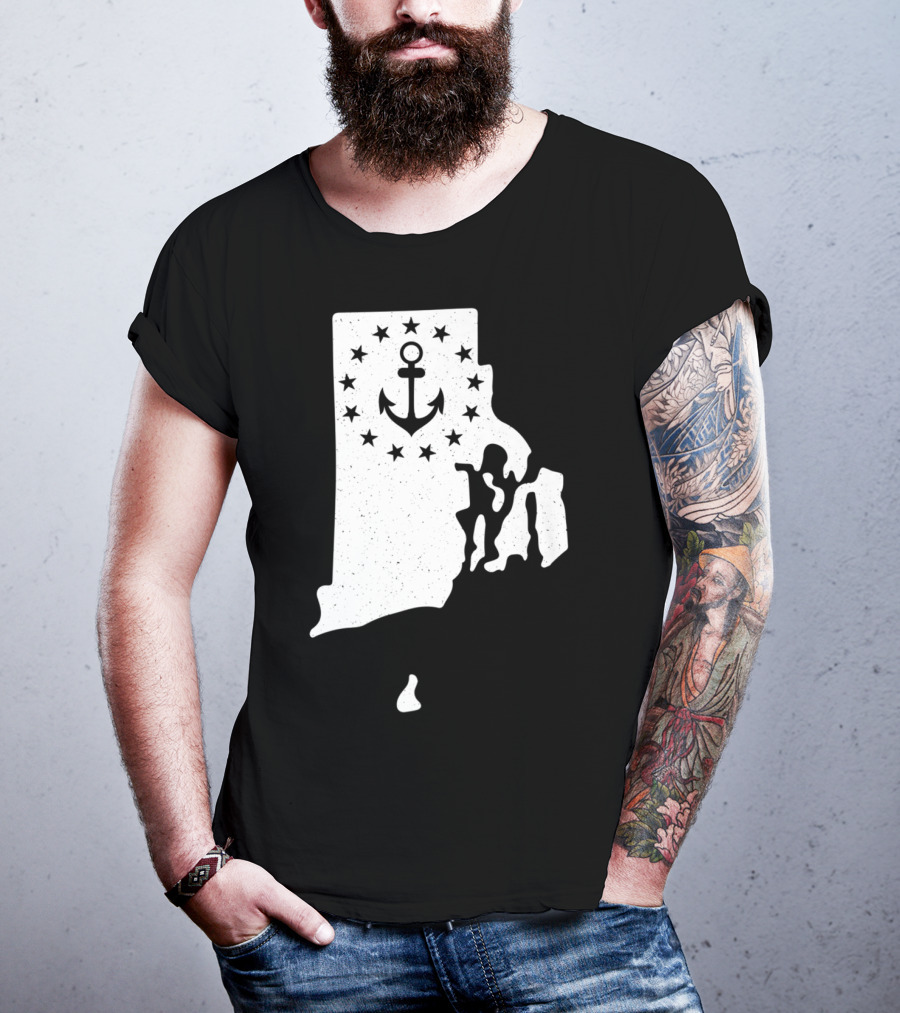 Rhode Island Anchor Independence With Stars T-Shirt