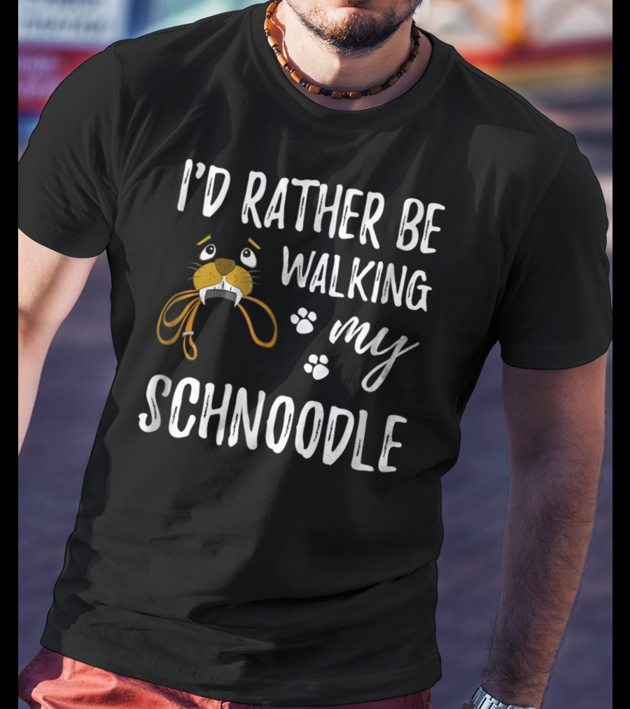 I'd Rather Be Walking My Schnoodle Dog Mom Paw Prints T-Shirt
