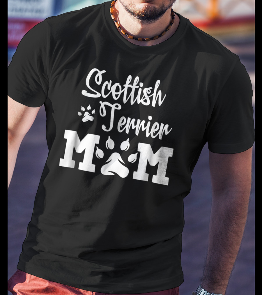 Scottish Terrier Mom Paw Print T-Shirt