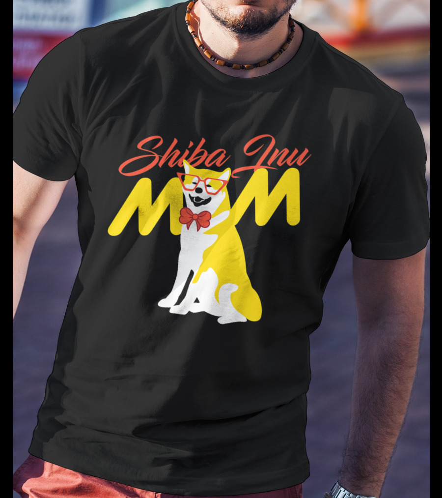 Shiba Inu Mom With Glasses And Bow Tie T-Shirt