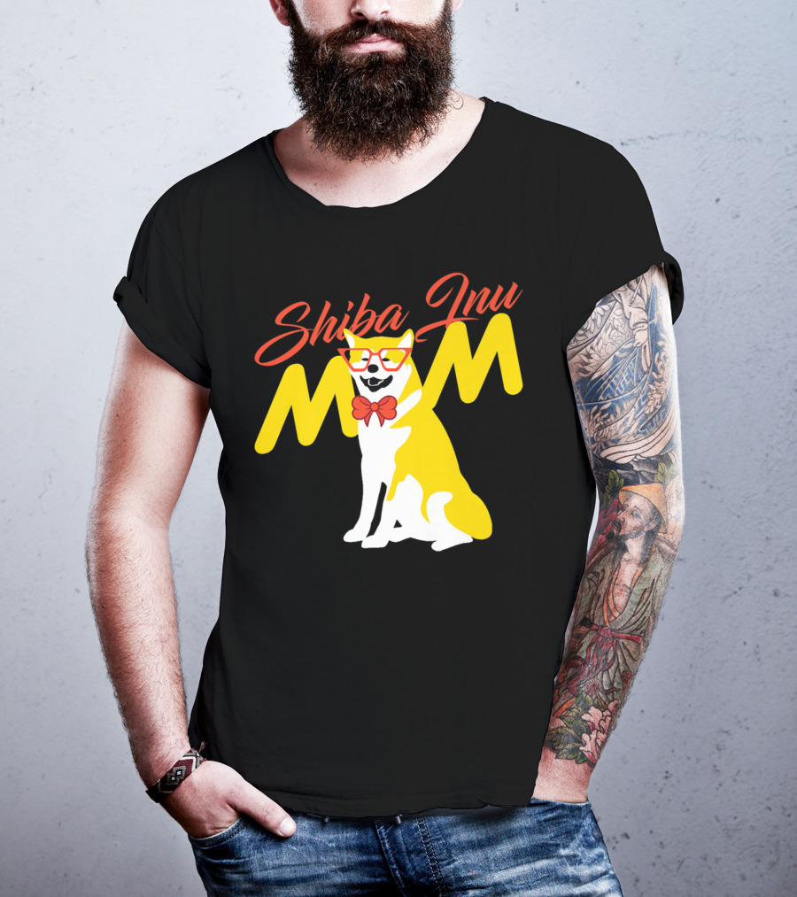 Shiba Inu Mom With Glasses And Bow Tie T-Shirt