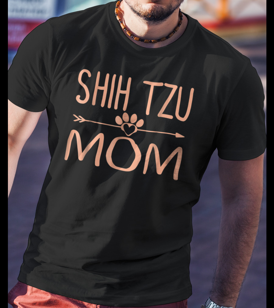 Shih Tzu Mom Paw Heart Arrow Dog Lovers T-Shirt