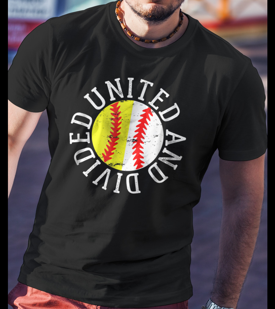 Softball Baseball United And Divided Cool Cute Son Daughter T-Shirt