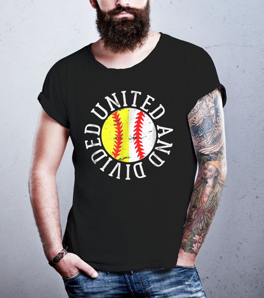 Softball Baseball United And Divided Cool Cute Son Daughter T-Shirt
