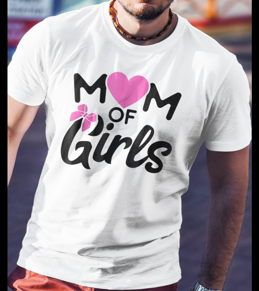 Mom Of Girls Heart And Bow T-Shirt