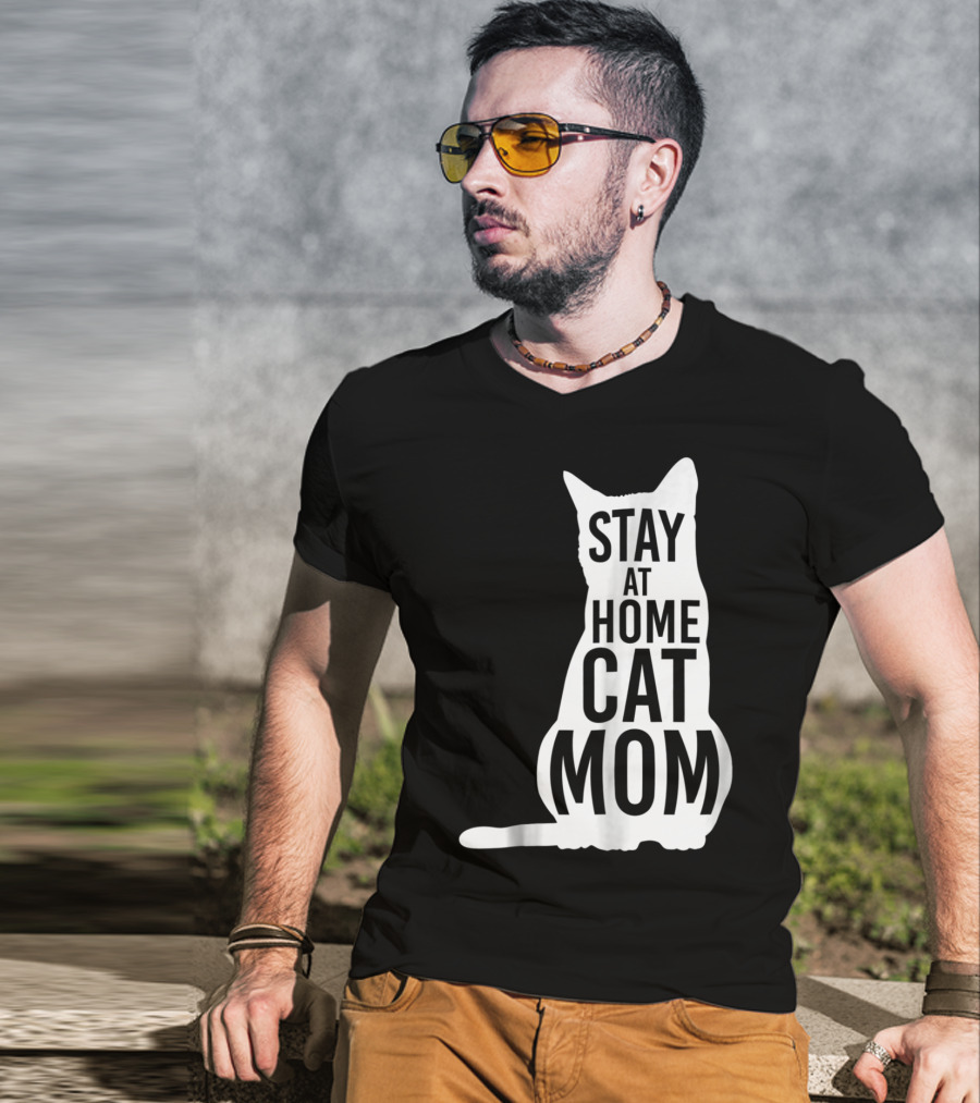 Stay At Home Cat Mom Silhouette For Cat Moms T-Shirt