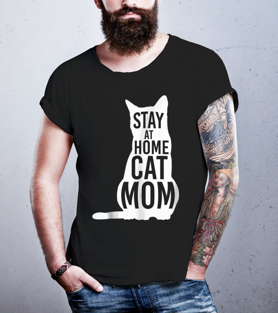 Stay At Home Cat Mom Silhouette For Cat Moms T-Shirt