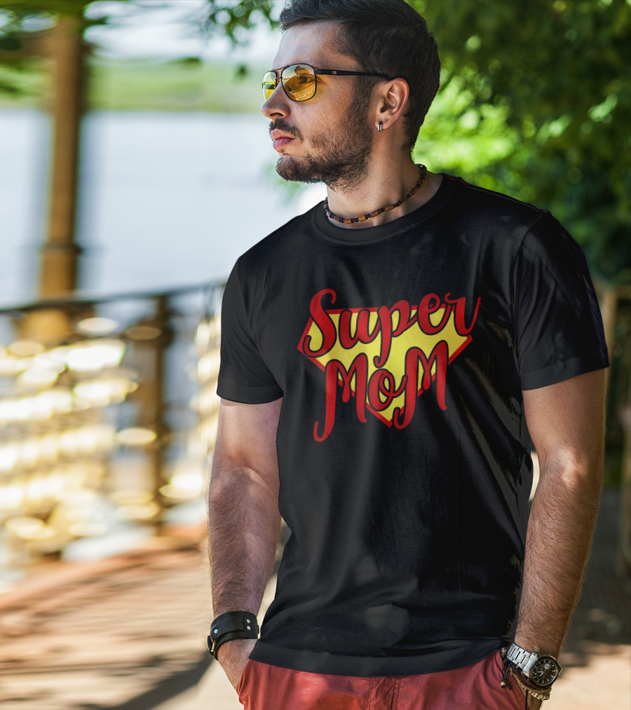 Super Mom Iconic Symbol Bold Red Yellow T-Shirt