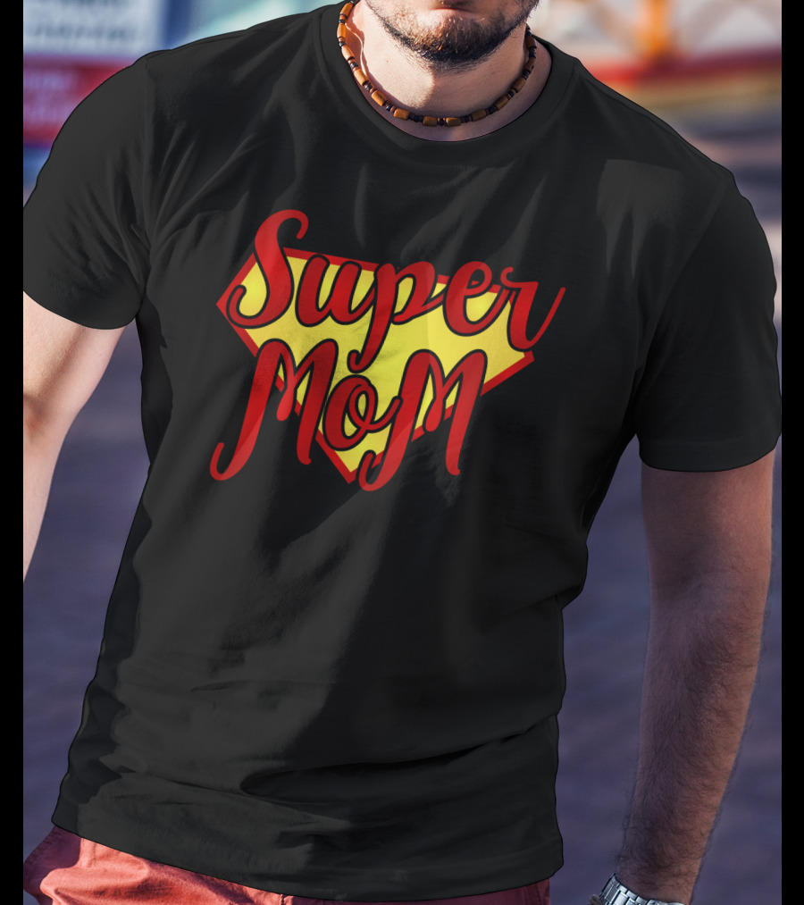 Super Mom Iconic Symbol Bold Red Yellow T-Shirt