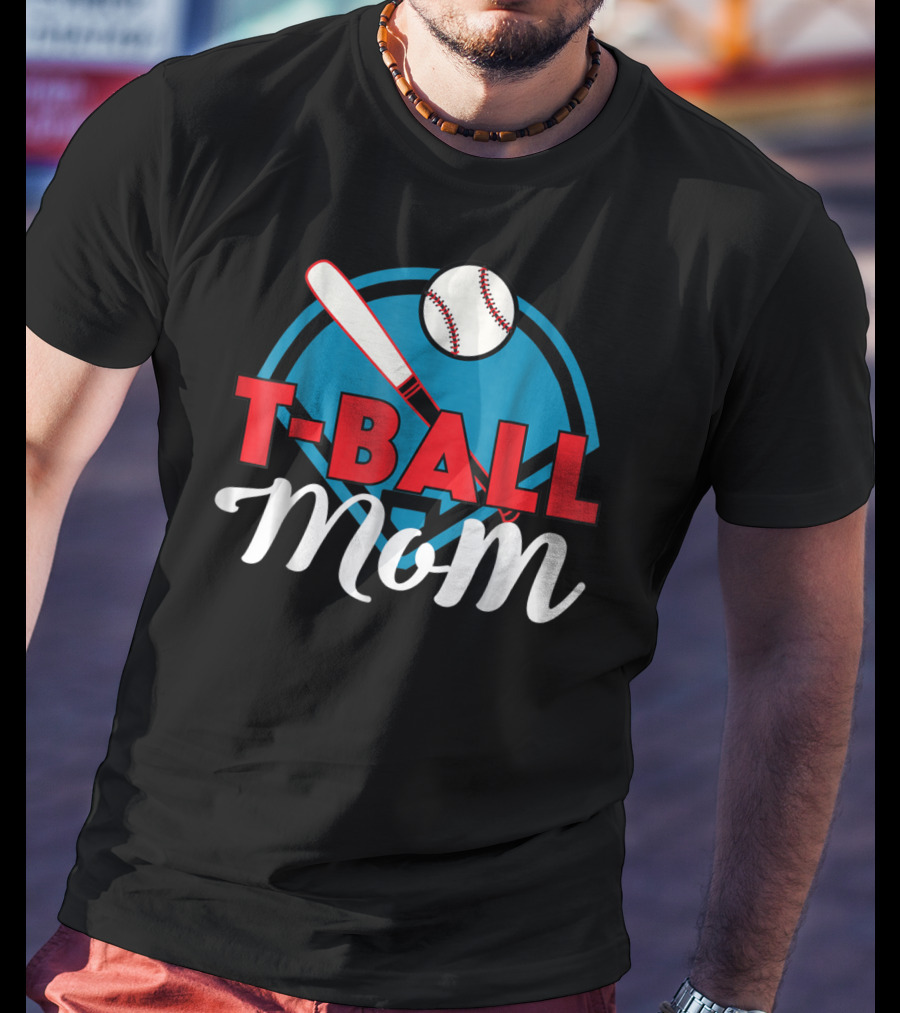 T-Ball Mom Baseball Bat And Home Plate T-Shirt