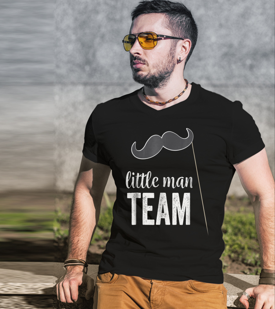 Little Man Team Mustache Gender Reveal Party T-Shirt