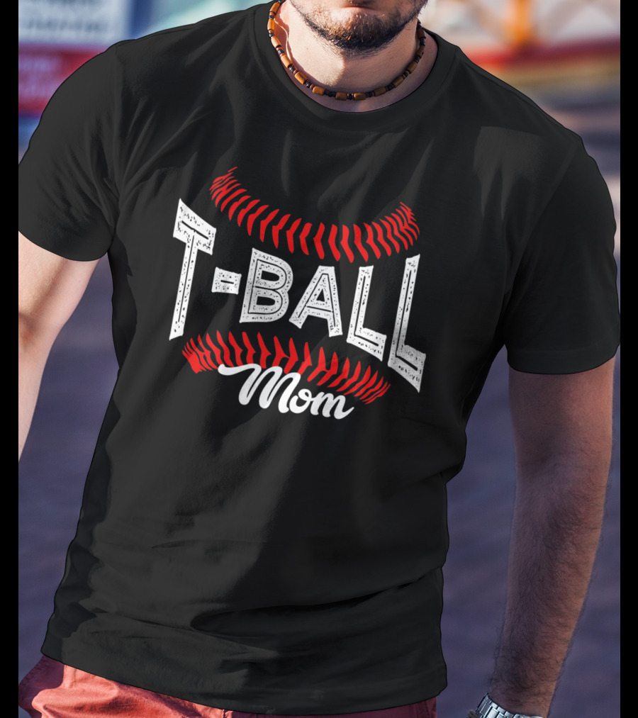 T-Ball Mom Baseball Stitching T-Shirt