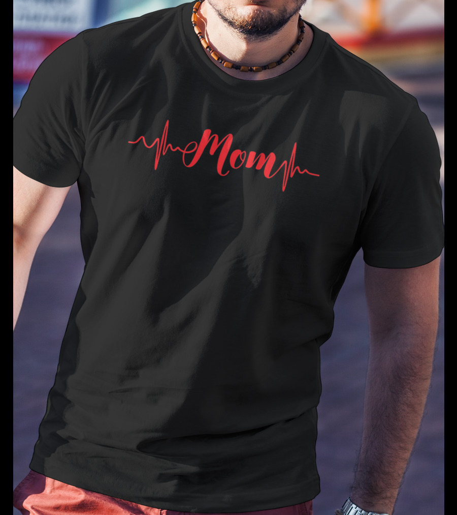 Mom Thin Red Line Heartbeat T-Shirt