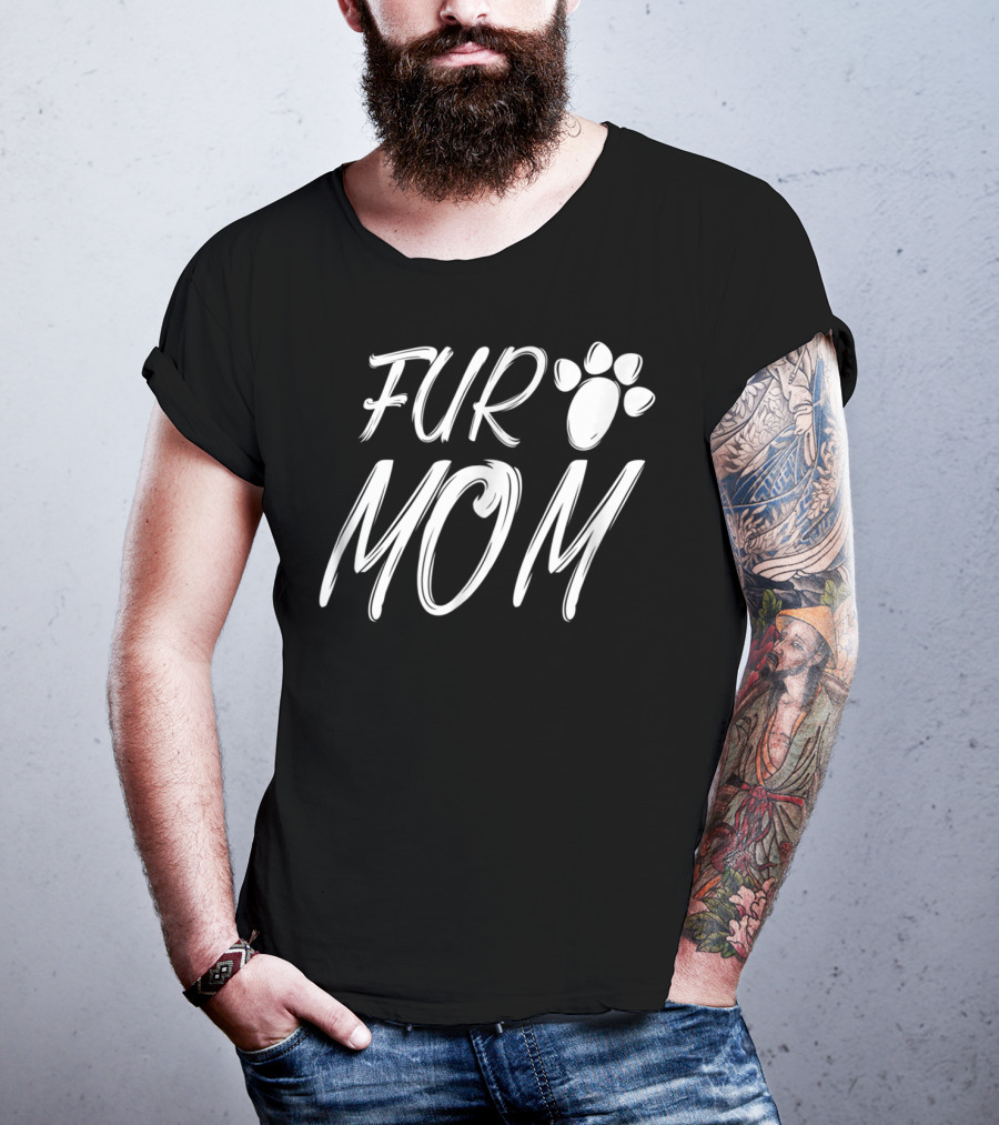 Fur Mom Animal Lover Paw Print Design Light39 T-Shirt