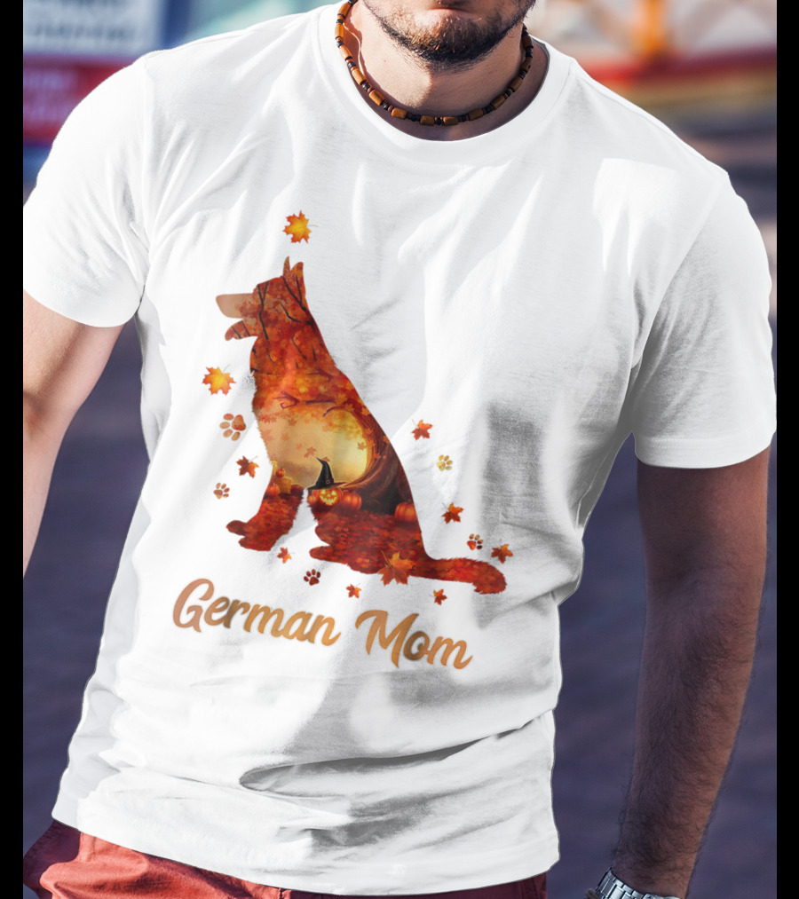German Shepherd Mom Autumn Scene T-Shirt