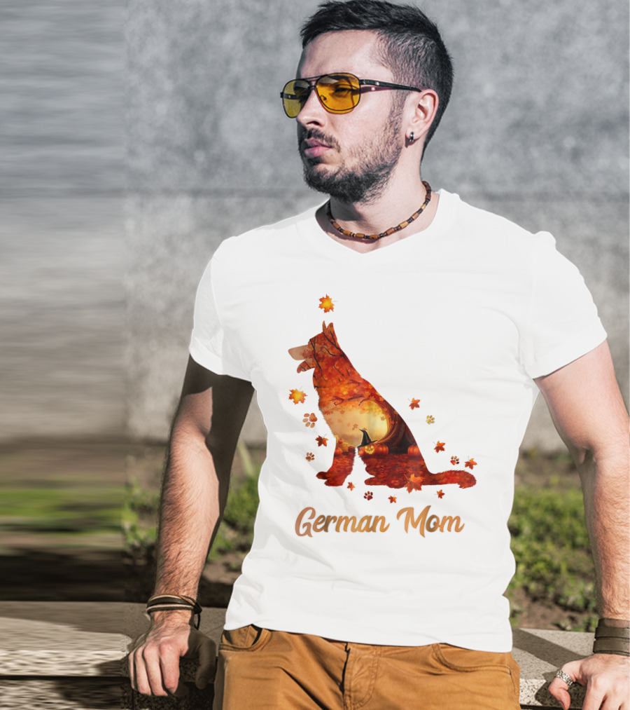 German Shepherd Mom Autumn Scene T-Shirt