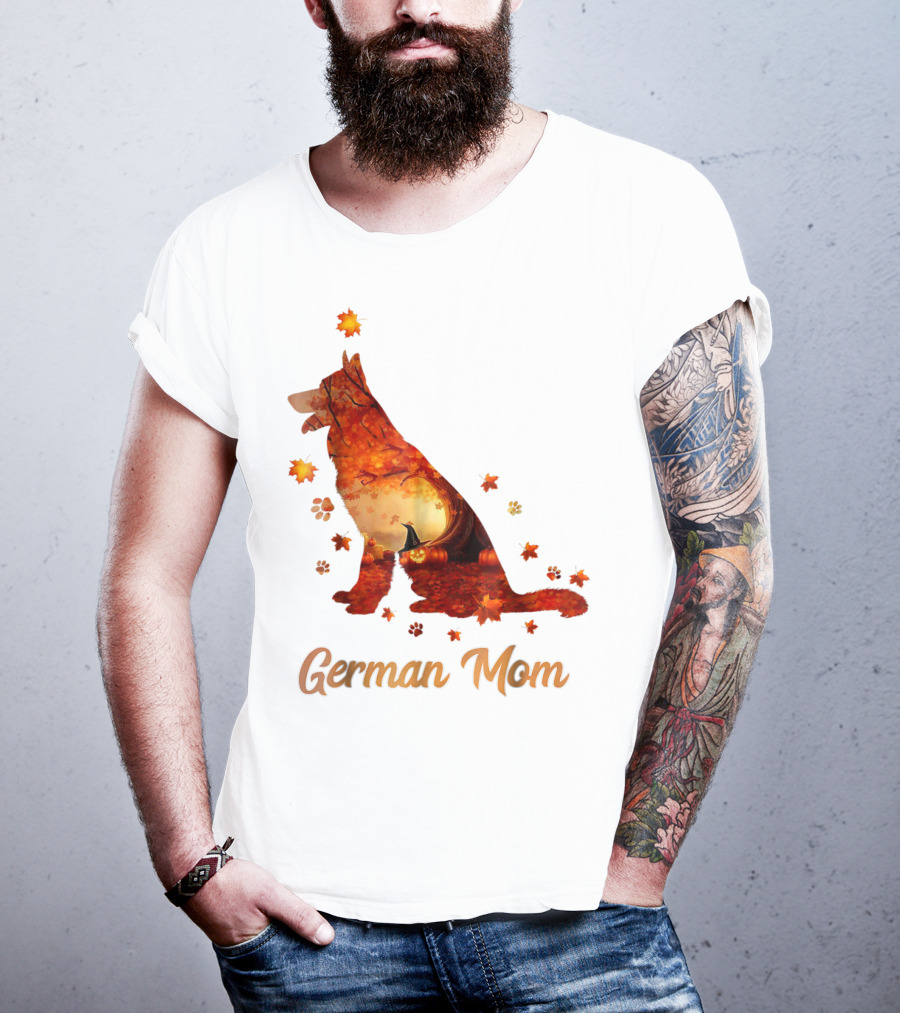 German Shepherd Mom Autumn Scene T-Shirt