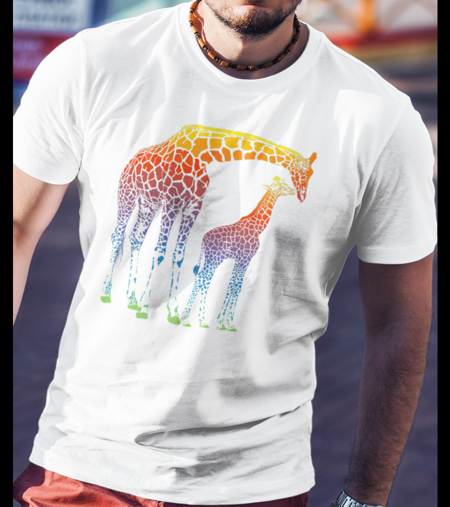 Giraffe Mom Baby Colorful Lovers T-Shirt