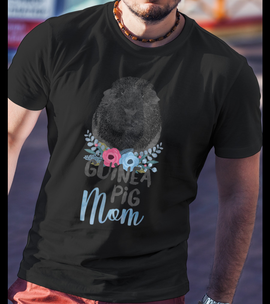 Guinea Pig Mom Floral Cute Pet Owner T-Shirt