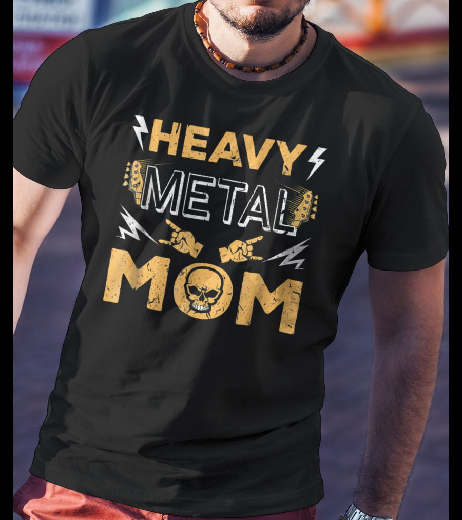 Heavy Metal Mom Vintage Band Skull Music Mother T-Shirt