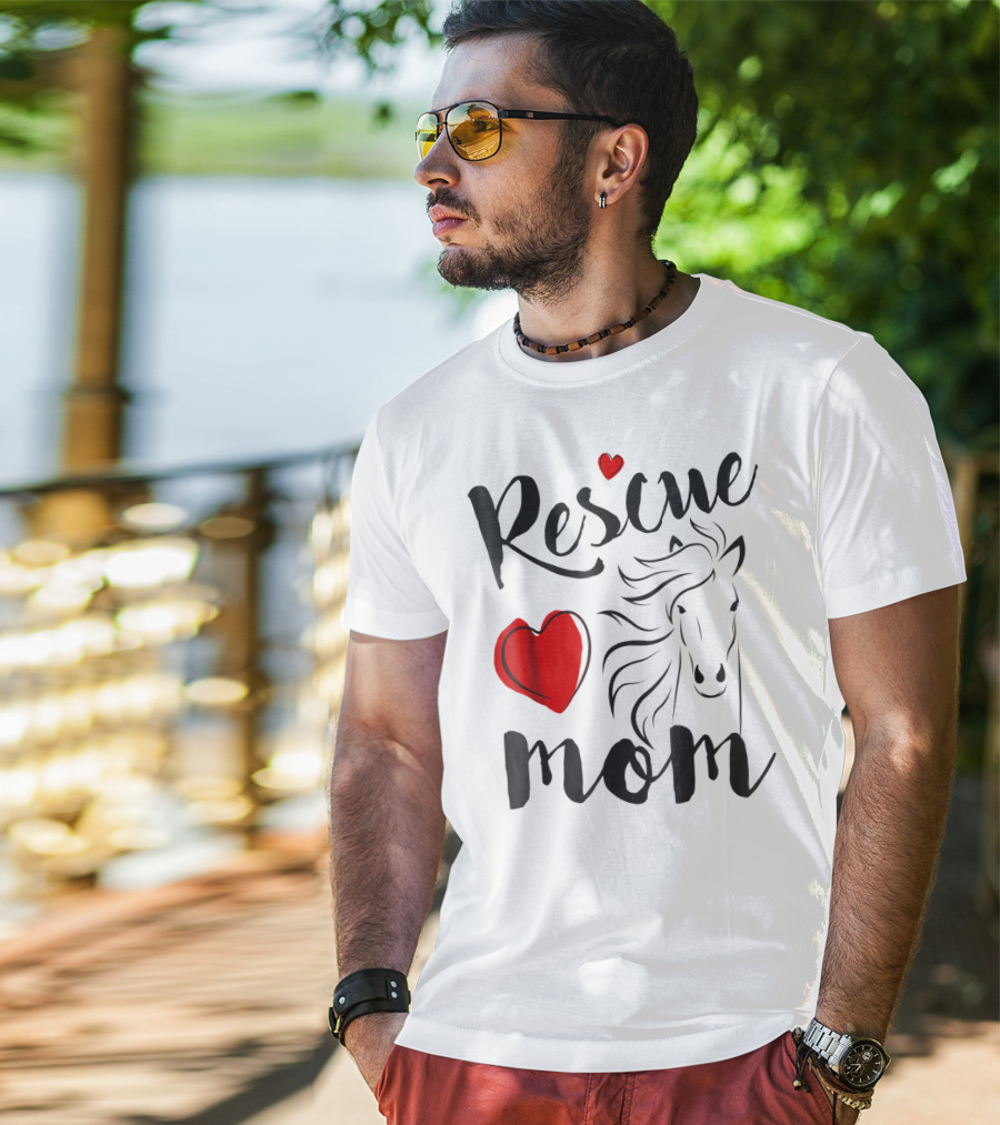 Rescue Mom Heart Horse T-Shirt