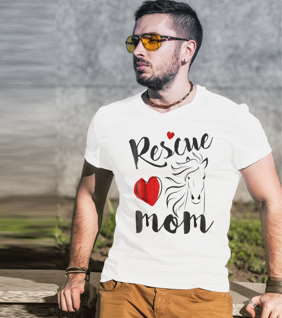 Rescue Mom Heart Horse T-Shirt